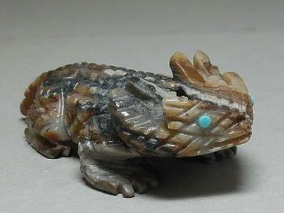 ZUNI FETISH F - 2707 PICASSO MARBLE HORNED TOAD BY SEDRICK BANTEAH 3