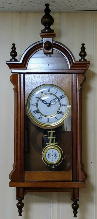 Vintage R & A 31day Wall Clock Hour And Half Hour Strike With Key And Pendulum