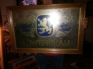 Vintage Lowenbrau Beer Mirror Sign - 23 " X15 " Framed