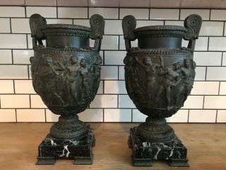 Antique Neoclassical Greek Roman Sculpture Urn/vase Set