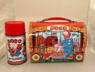 Vintage 1963 Aladdin Bozo The Clown Lunch Box And Thermos