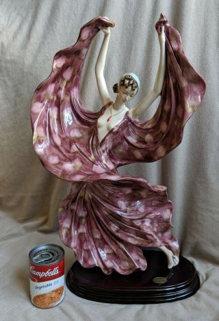 Antique A.  Santini Art Deco Dancer,  Alabaster,  Rare 21 " X - Large Size
