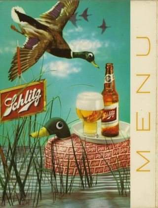 Vintage Schlitz Beer Printed Menu 1955 Jos.  Schlitz Brewing Co.  Milwaukee,  Wis.