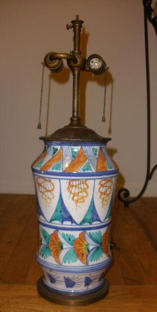 Antique Faience Pottery Lamp France Or Italy ???
