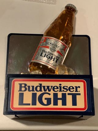 Vintage Budweiser Light 3d Beer Bottle Ice Cubes Longneck Sign Bud Countertop