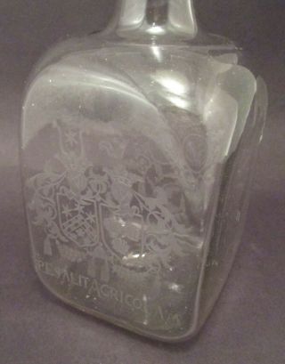 Antique Georgian Royal Crest Engraved Glass Square Decanter 3