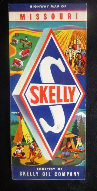 1951 Missouri Road Map Skelly Oil Gas Route 66