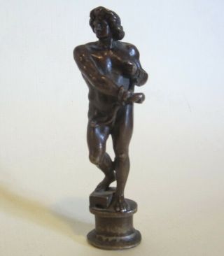 Antique French Bronze Wax Seal,  Letter Seal,  Nude Male 19th Century