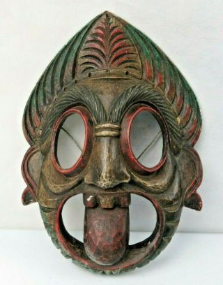 Vintage Thailand Wood Art Hand Carved Thai Wall Décor Mask Statue