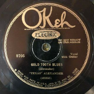 Okeh 8705 Texas Alexander Little Hat Jones Gold Tooth Blues 78 Rpm Texas Ee,  /e -