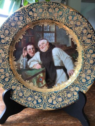 Royal Vienna Hand Painted Cabinet Plate Drinking Monk Wagner Still Vergnugt
