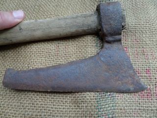 ANTIQUE VINTAGE GOOSEWING HEWING CARPENTER ' S SIDE AXE BLACKSMITH HAND FORGED 3