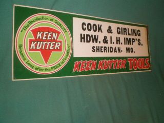 Vintage Keen Kutter International Harvester Sheridan,  Mo.  Nos Sign Cook Girling