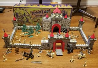 Vintage Marx Robin Hood Playset W/ Box With Castle & Figures