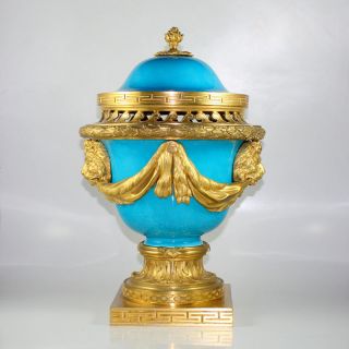Sevres Style Gilt Bronze Mounted Porcelain Vase