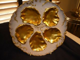 Antique Pairpoint Limoges Oyster Plate/dish/server Gold