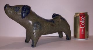 Billy Ray Hussey Stoneware Pig Southern Folk Art Blue Decorated North Carolina