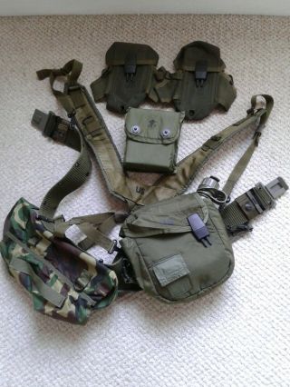 Us Military Issue Lbe W/med Pistol Belt Suspenders Pouchs Canteen First Aid Kit