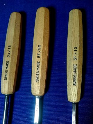Set of 3 Swiss Made Wood Carving Tools Chisels Knives,  Vintage 2