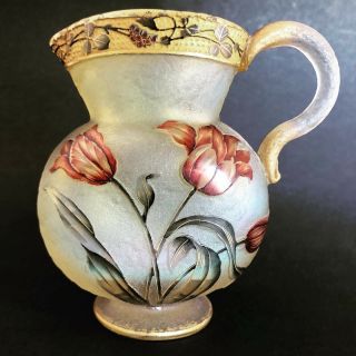 Daum Nancy Glass Pitcher Antique Signed French Vase