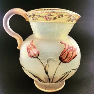 Daum Nancy Glass Pitcher Antique Signed French Vase 3