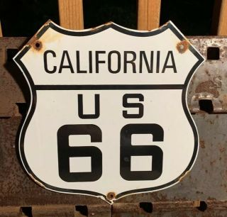 Vintage California Ca Route 66 Highway Porcelain Sign