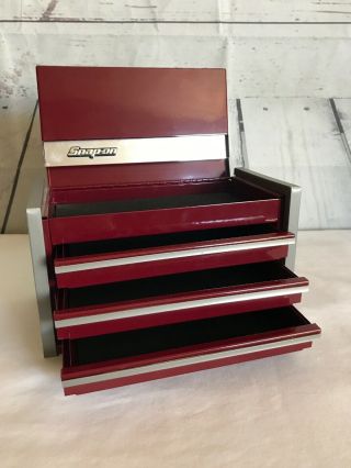 Snap - On Micro Top Chest / Mini Tool Box - Red - Three Drawer Jewelry Box Rare