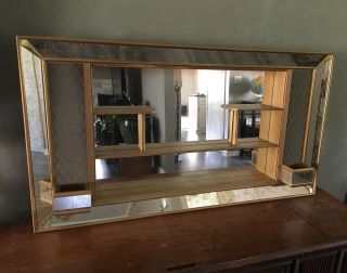 Vtg Mid Century Modern Retro Illinois Moulding Shadow Box Display Wall Mirror
