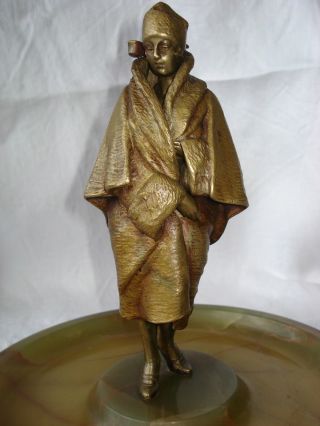 Antique Mechanical Vienna Bronze Cold Painted Figure Of A Lady By Bruno Zach