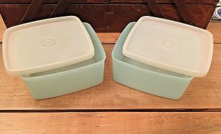 Vintage Tupperware Set Of 2 Rounded Square Freezer Storage Boxes 311 16 Oz
