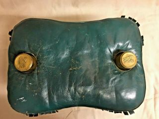 Vintage Egypt Camel Saddle Foot Stool W/ Brass Caps & Green Leather Cover
