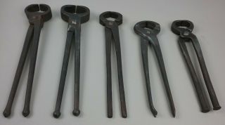 Vtg Antique Cast Iron Blacksmith Tongs Anvil Forge Tools Heller Bros.  Champion