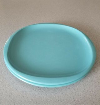 2 Boontonware 1102 - 10 Turquoise Blue 10 " Plates Vintage Melmac Melamine