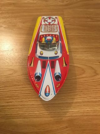 Rare Vintage St Speed Boat Tin Toy Made In Japan