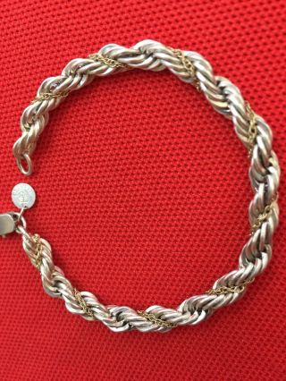 Tiffany Cable Rope Chain Bracelet Silver And Gold Vintage 7in X 5 Mm,  19.  9 Gr