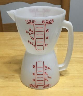 Vintage Tupperware Double Measuring Cup 2 Sided Wet & Dry 1 Cup 8oz Twin