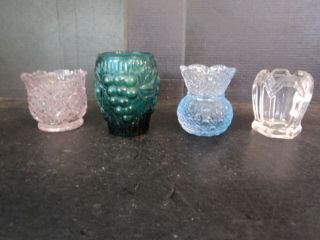 4 Vintage Eapg & Cut Glass Toothpick Holders 1 L.  E.  Smith Made In Usa
