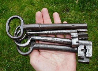 Four Huge 18th Century French Wrought Iron Keys