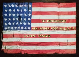 44 Star Antique Vintage American Flag Post Civil War Gar