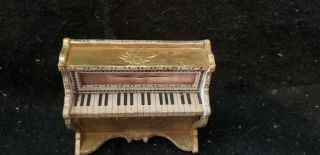 Antique Gottschalk Dollhouse Miniature Piano For French Market Pink Fabric