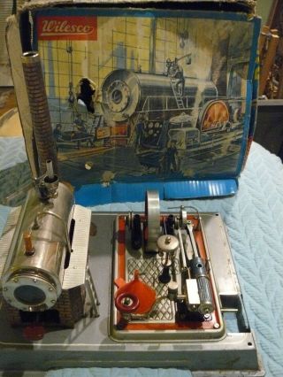 1960s Wilesco D 16 Live Steam Engine Toy Vintage Antique W.  German - Box