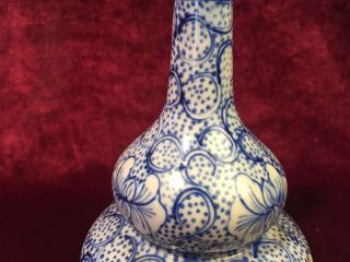 Antique Chinese Porcelain Double Gourd Vase 19th Century Blue And White 2 Of 2 3