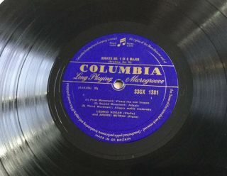Columbia UK Mono LP 33CX 1381 BRAHMS Violin Sonatas LEONID KOGAN Blue Gold EX 2