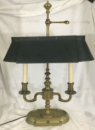 Vintage Frederick Cooper Brass Bouillotte Tole Desk Lamp Metal Shade