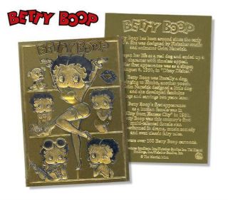Betty Boop 23k Gold Card Sculptured Nm - Mt Limited Edition - Officially Licensed
