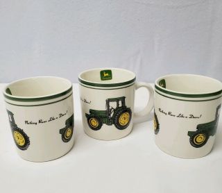 Set Of 3 John Deere Gibson Coffee Mugs Cups " Nothing Runs Like A Deere "