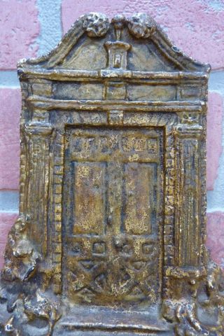 Antique Cast Iron Figural DOOR Doorstop Bookend Entrance Way Steps Landscape 2