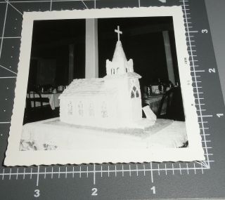 Unusual Figural Cake Church Building Window Unique Art Vintage Snapshot Photo