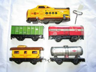 Vintage Marx Tin Litho O Scale Union Pacific M10005 Wind Up Train Set With Key R