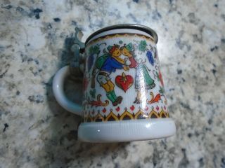 Vintage Rein Zinn Bme Mini Beer Stein Shot Glass With Lid (couple In Love)